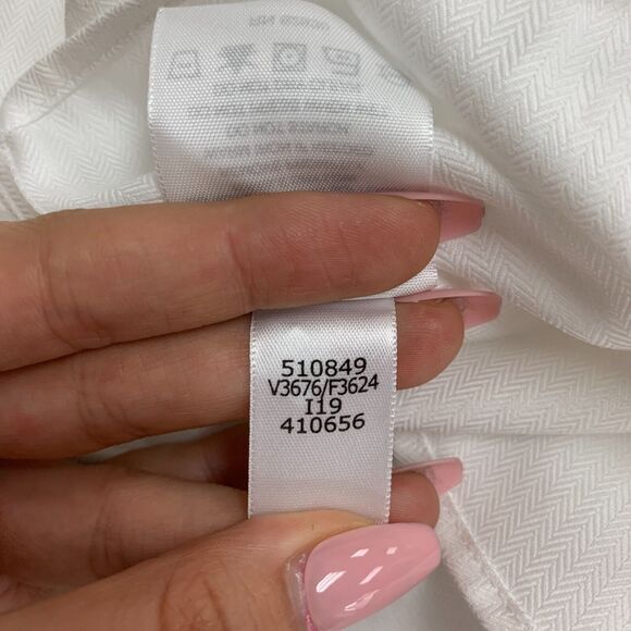 American Airlines Lands End Button Shirt Plus 18W White Herringbone Short Sleeve - Picture 10 of 12